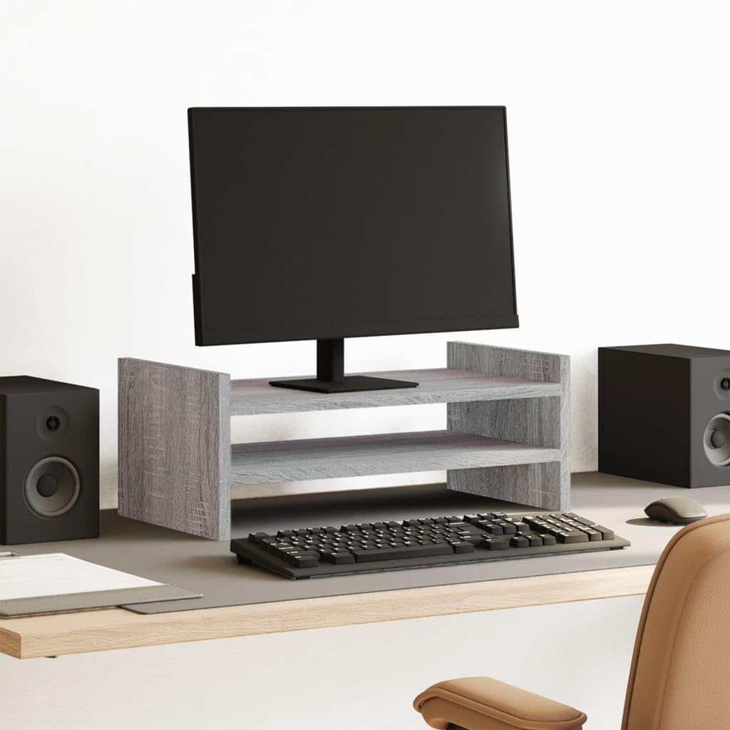 Homgoday Sonoma - Supporto per monitor da scrivania per PC, supporto per computer portatile, 50 x 27 x 20 cm, in legno