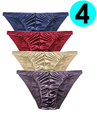 Barbra Lingerie Mens Satin Bikini Briefs Panties S to 3XL Silky Sexy Mens Underwear Multi Pack2