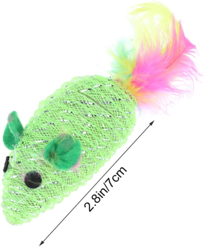10Pcs Rattle Mouse Cat Lifelike Little Mouse with Feather Tails Funny Interactive Pet Supplies for Indoor Cats Random Colors Engaging Playtime for Kittens