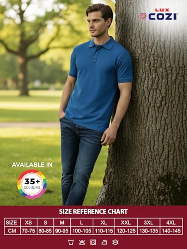 Image of Lux Cozi Men's Cotton Solid Polo Tshirt | Collar Tshirts | Half Sleeves | Stylish & Premium All Day Wear | Pack of 1