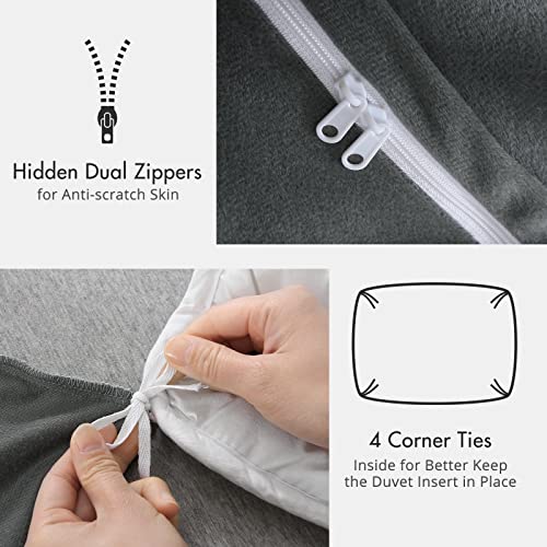Fluffy Duvet Cover Queen, Plush Faux Fur Queen Duvet Cover Set 3 Pieces, Shaggy Queen Duvet Cover Size, Zipper Closure & Corner Ties, Fuzzy Comforter Cover With 2 Pillowshams (Charcoal Grey, 90X90) #TOP4