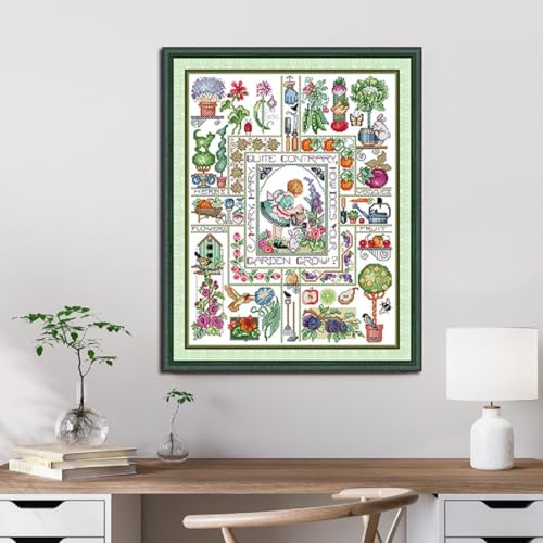 Image of Qeerysew Cross Stitch Kits Stamped Full Range of Embroidery Starter Kits for Beginners DIY - Printed Kit Mary's Garden (Printed) 11CT19.7X24.8 inches