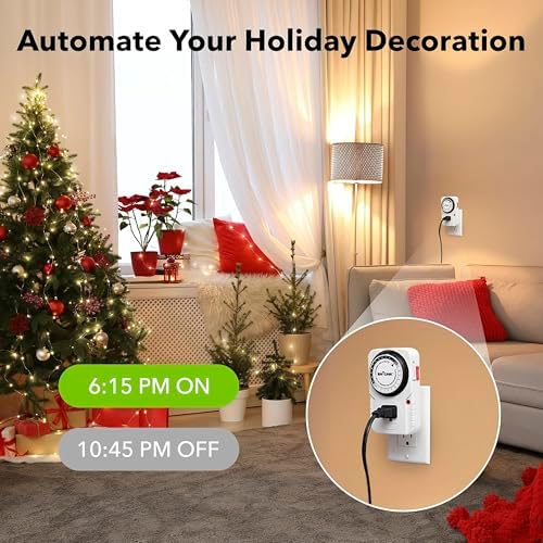 BN-LINK 24 Hour Plug-in Mechanical Timer Grounded for Aquarium, Grow Light, Hydroponics, Indoor Lighting, Home Appliances, ETL Listed 125VAC, 60 Hz, 1875W, 15A, 1/2HP (1 Pack) — view 5