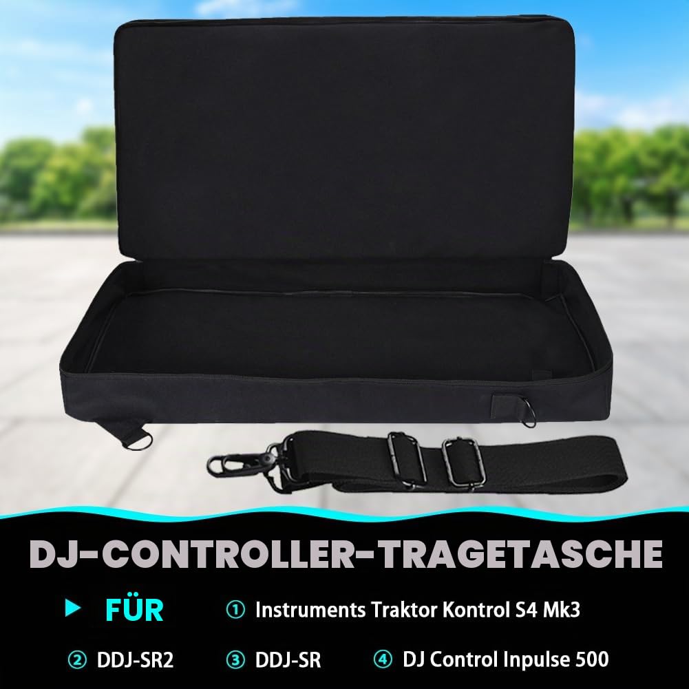 Meijunter DJ Controller Tragetasche Kompatibel mit Pioneer DJ DDJ-SR2/DDJ-SR für Native Instruments Traktor Kontrol S4 Mk3 für Hercules DJ Control Inpulse 500 mit Schulterriemen