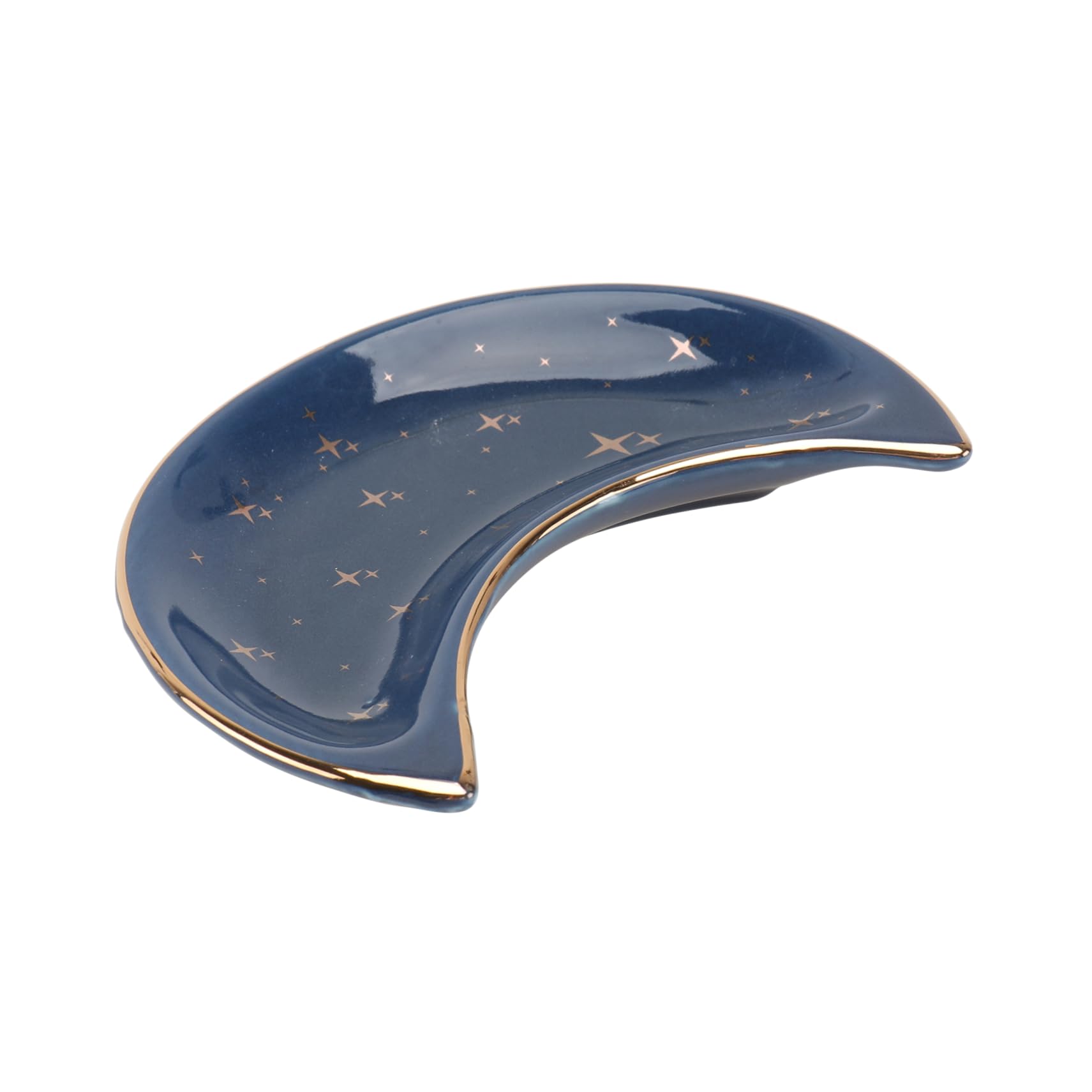 CONGARTENO 1pc Moon Jewelry Tray Moon Jewelry Dish Moon Shaped Plate Moon Decorations Ring Holder Plate Jewelry Holder Stand Ring Plate Crystals Decor Jewelry Display Plate Blue Ceramics