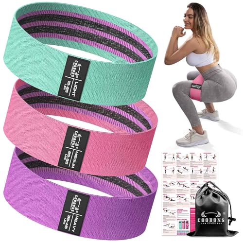 Fabric Resistance Bands for Working Out – Exercise Bands for Women and Men, Booty Bands for Legs and Glute, Yoga, Pilates, Rehab, Fitness and Home Workout