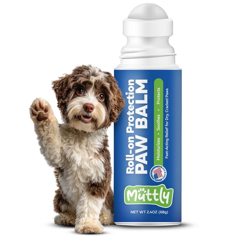 Roll-On Dog Paw Balm - Moisturizer & Soothing Protection from Snow & Hot Pavements - Snout Soother for Dogs - Easy & Fast to Apply, Natural, Non-Toxic, Food-Grade, Lick-Safe Wax