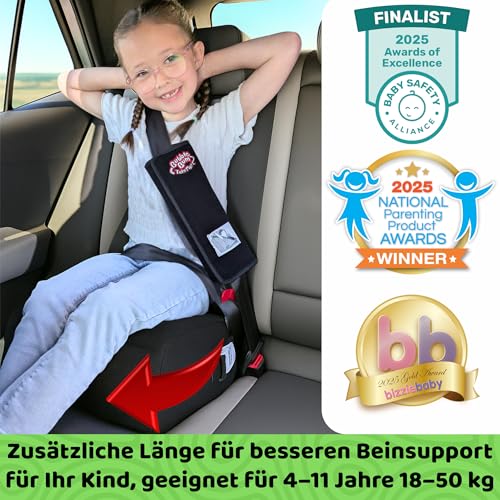 BubbleBum Teleport Auto-Sitzerhöhung, rückenfreier Sitzerhöhung, Teleskop-tragbarer Autositz, ideal für den täglichen Gebrauch und faltbar für Reisen, R129-zertifiziert, Kinder-Kinder-Höhe 125 cm bis