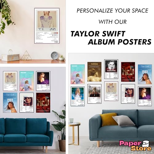 Image of Thepaper9store Pack of 12 - Taylor Swift Music Album Art Wall Posters 8.2x11.8 inch Adhesive Tape Attached Wall Decor, Music Poster, Wall Art For Bedroom, Living room, Office (Taylor Swift)