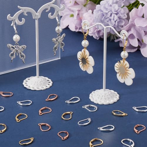 Beebeecraft 1 Box 60Pcs Leverback French Earring Hooks 24K Gold & Rose Gold & Sterling Silver Plated Stainless Steel Hypoallergenic Dangle Ear Wire Findings 16.5x10mm for Earrings DIY Jewelry Making - Image 4