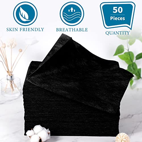 Image of Tatuo 50 Pieces 31 x 70 Inches Disposable Bed Sheets Waterproof Bed Cover Massage Table Sheet Non-woven Fabric for Spa, Lash, Beauty Salon, Waxing, Hotels(Black)