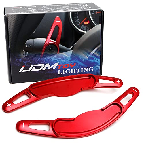 iJDMTOY Red CNC Billet Aluminum Larger Paddle Shifter Extensions Compatible with Mini Cooper 3rd Gen F55 F56 F57 F54, Gen2 F60 Countryman