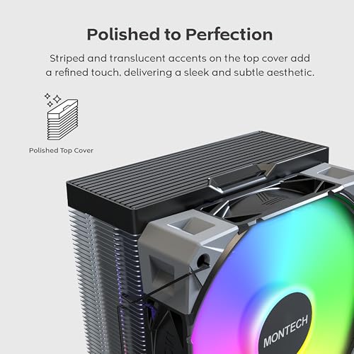 Image of MONTECH NX400 ARGB - CPU Cooler, Single Tower, 4 Advanced Heat Pipes, 52-fin Heat Sink, E28, 120mm FDB Static Pressure Fan, 28mm Fan Thickness, Corner-Cover Footpads, Polished Top Cover, ARGB - Black