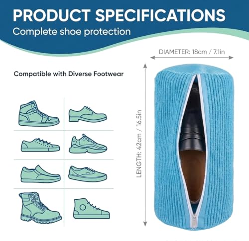 Image of QONETIC Shoe Washing Machine Bag | Reusable Laundry Shoe Bag for Washer & Dryer | Durable Zipper Mesh Bag for Sneakers & Delicates | 360 Deep Cleaning Organizer (Blue)