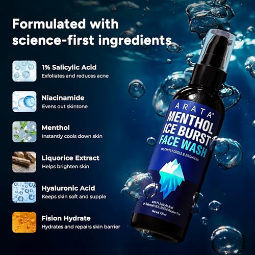 Image of Arata 1% Salicylic Acid Menthol Face Wash | Brightens & Detans Skin | Delivers Instant Cooling Sensation | For All Skin Types | For Men & Women 100 ML