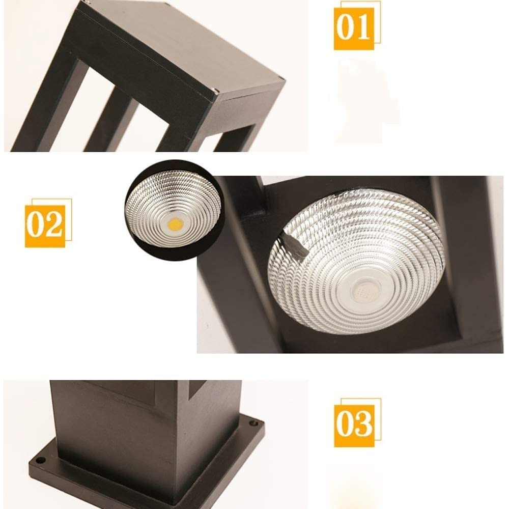 Moderne zylindrische Laterne Schwarz Druckguss Aluminium Scheinwerfer Rostschutz Fackel Lichter Rasen Zaun Gartendekoration Außenmast Säule Laterne Licht Blick auf p