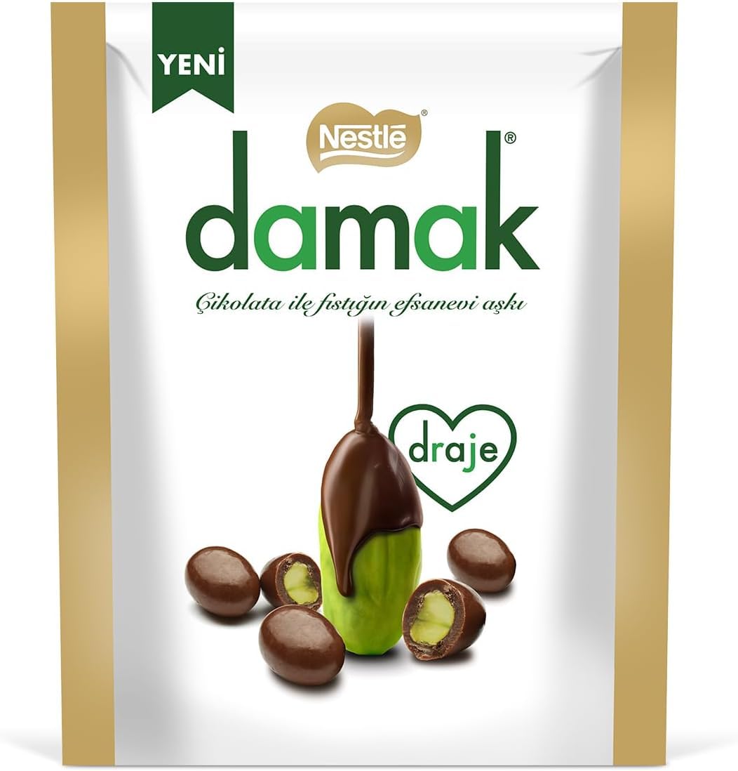 Nestlé Damak Sütlü Çikolata Kaplı Antep Fıstıklı Draje, 50 g x 12 Adet