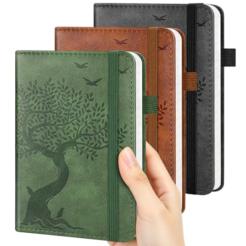 Image of A6 Pocket Notebook Lined Journal: 3 Pack Small Notebook College Ruled, Leather Pocket Notepad, Hardcover Mini Journals for Writing Office School Note Taking, No Bleed Paper, 384 Pages, 3.7 inchx 5.7 inch
