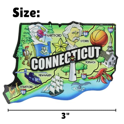 Imán acrílico con forma del estado Connecticut miniatura 5