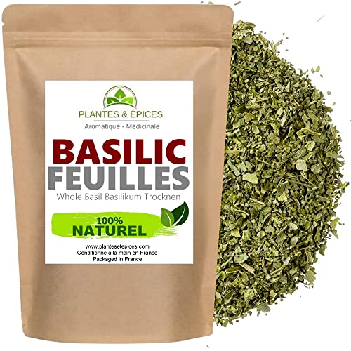 Feuilles de Basilic séchées au soleil 100% Naturel - Sachet Fraîcheur Hermétique Refermable (50G)