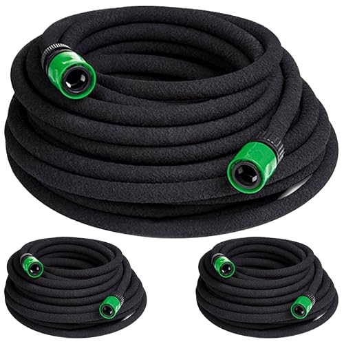 GARDEBRUK® 3x Tuyau d'irrigation microporeux 3x 15m 1/2' répartiteur en T 2 raccords surface sous terre jardin fleurs plantes tuyau goutte à goutte