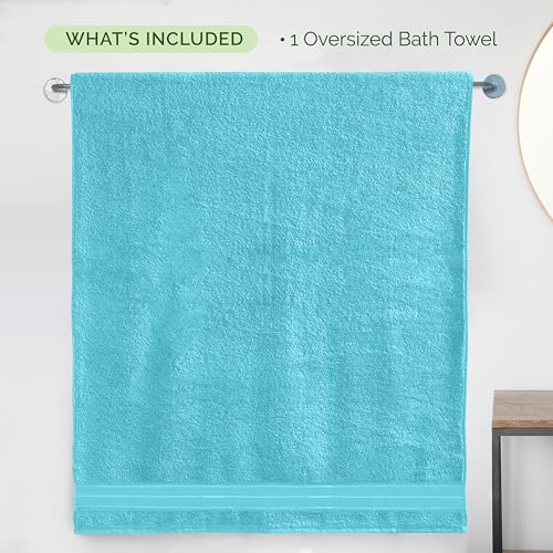 Image of Elegant Comfort Three Line Popcorn Extra Large Luxury Bath Towel - 40 inch x 80 inch inch, Premium Hotel Spa Quality 1 Piece Oversized Bath Sheet 100% Turkish Cotton Super Soft Highly Absorbent, Aqua