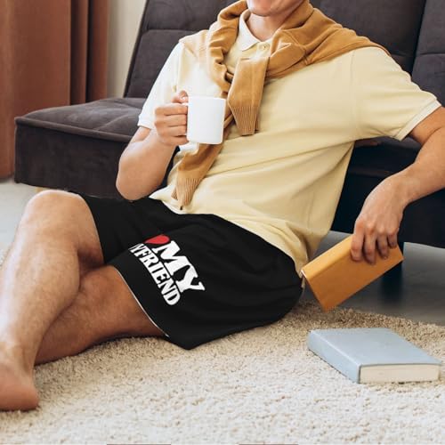 I Love My Boyfriend Pajama Shorts for Men, Men's Pajama Bottoms, Sleepwear for Summer3