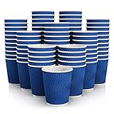JollyPack 120 Pack Paper Coffee Cups, 8 oz Disposable Coffee Cups, Blue Hot Beverage Cups with Insul