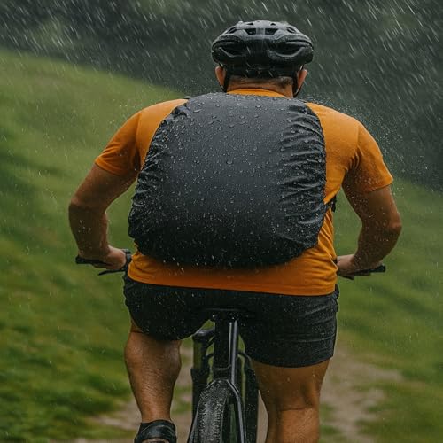 Image of PulGos Rain Cover for Backpack Travel Essentials Rain Cover for Bag Backpack Rain Cover Travel Accessories Bag Rain Cover Waterproof Dustproof for All Bag Sizes Upto 45Ltrs Rain Cover Bag Black