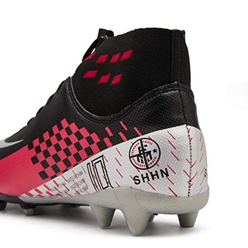 ZYJ Men\'s Athletic Soccer Football Cleats, High-Top Football Soccer Shoes, Big Boys Athletic Sneaker Shoes for Outdoor/Indoor/Competition/Training ZQXCD04-M1-42 Black