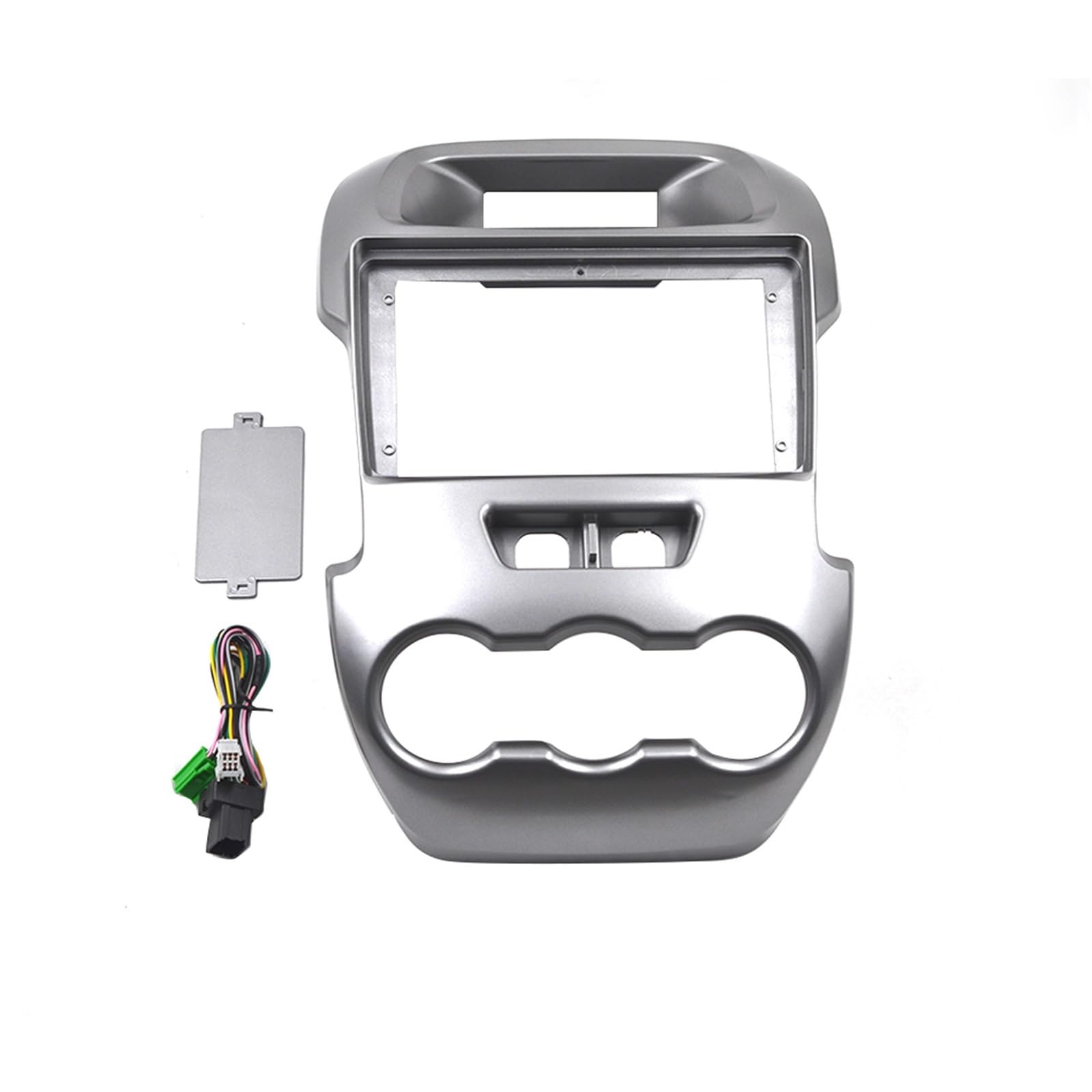 JKELPV Car Radio Frame Kit Fit For Ford Ranger 2011-2015 Car Radio Fascia Frame 2 DIN CAR 9 Inch DVD Panel Dash Kit Radio adapter(Silver)