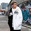 KENAIJING Men's Hoodie Zipper Hip Hop Jacket Street Style Outdoor Patchwork Sweatshirt Hooded Jacket (White Black, XXL) #2
