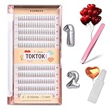 [SET] CORINGCO Brown False Eyelashes Extension Kit +Glue+Tweezer Beginner Self Adhesive Individual Partial Korean idol Makeup (BR 11mm)