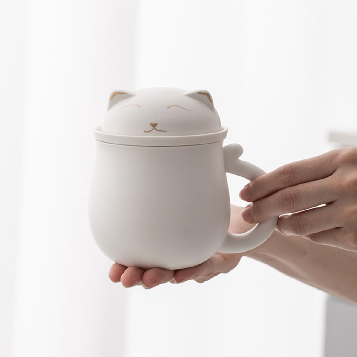 Hemobllo Tazza in Ceramica con Infusore 350ml Bianca per Ufficio
