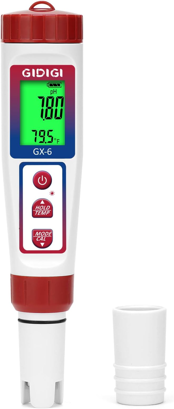 Digital pH Salinity Tester, 6 in 1 Salt pH TDS EC Temp ORP Meter, Multifunction pH Tester for Aquariums Pools, Spa, Hot Tub, Hydroponic, Drinking Water, Home Brewing etc