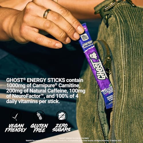 Image of GHOST Sugar-Free Energy Drink Packets, Welch's Grape, 24 Sticks
