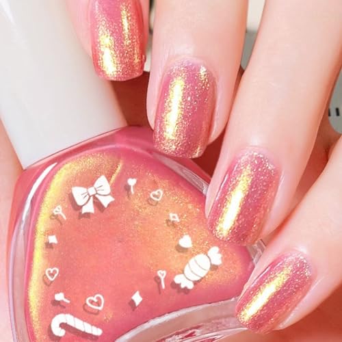 Pearl Nagellack Rosa - 12 Ml Schnelltrocknender Glitter Nail Polish - Pink Nagelack mit Schimmer Meerjungfrau Effect - Langanhaltender Nagellack auf Ölbasis ohne UV-Lampe für Frauen (Pink Pearl)