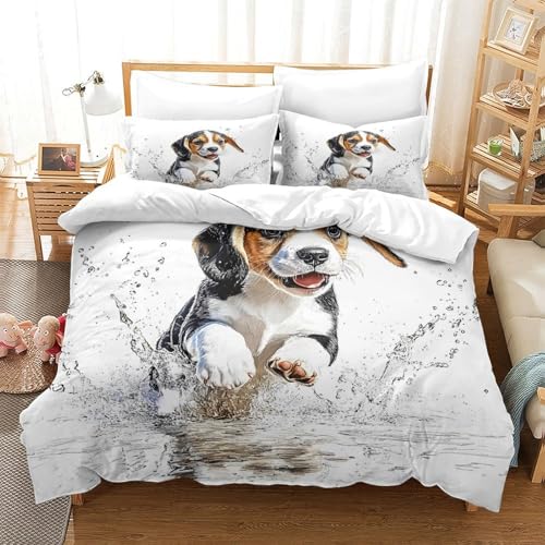 Parure de lit chiot 3D 135x200 microffibre avec housse de couette