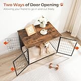 MAHANCRIS Hundekäfig Möbel, 80 cm Hundebox mit Kissen, 2 Tür, Doppeltür, Holzwerkstoff, für Kleine/Mittelgroße/Große Hunde, 80 x 55 x 65 cm, Hundekäfig für Zuhause, Vintagebraun ADCHR0701Z1