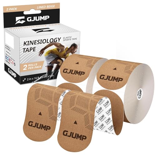 GJUMP Kinesiology Tape, 40 Count Precut Strips 2 Rolls, Original
