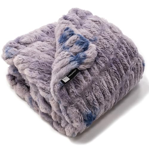 Minky Designs Blueberry Minky Blanket – Ultra Soft Faux Fur Throw Blanket for Couch, Bed & Home – Fluffy, Warm & Luxurious – Chic Collection (X-Large, 60x84)