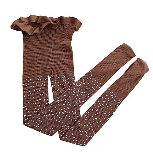 Flash Girls Silk Mesh Pantyhose Tights Kids Fishnet Stocking Stockings Girls Pants Girls Sweatsuits (Brown, One Size)