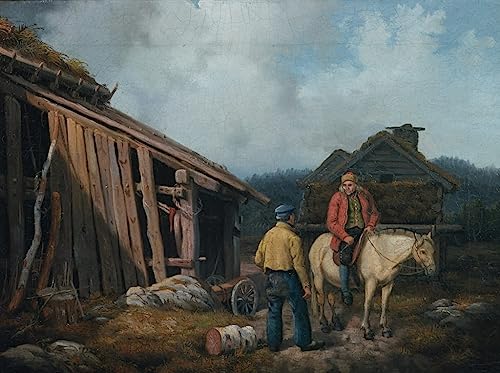 Peinture sur toile Homme sur un animal par Knud Bergslien en format 60x90cm