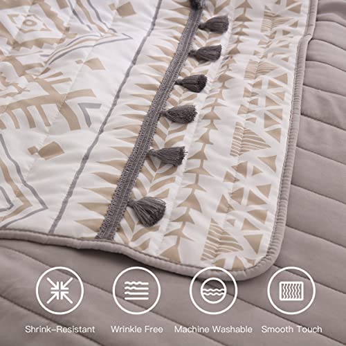 Horimote Home Boho Style Beige King Quilt Set With Tassle, Soft And Lightweight Bedspread For All Season, Full Size Bed Coverlet With 2 Matching Pillow Shams (3 Piece) #TOP5