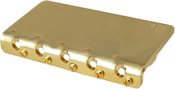 1 Set 5-String Hardtail Bass Bridge Guitar Saddles Zinc Alloy Adjustable Top-Load Design for ST SQ Electric Bass Guitar DIY Replacement Black(Gold)