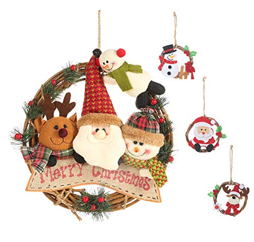 YZCX Guirnalda de Navidad 4 Piezas Corona Navidad Adorno de árbol de Navidad Puerta de Entrada Decoración Navideña Cover