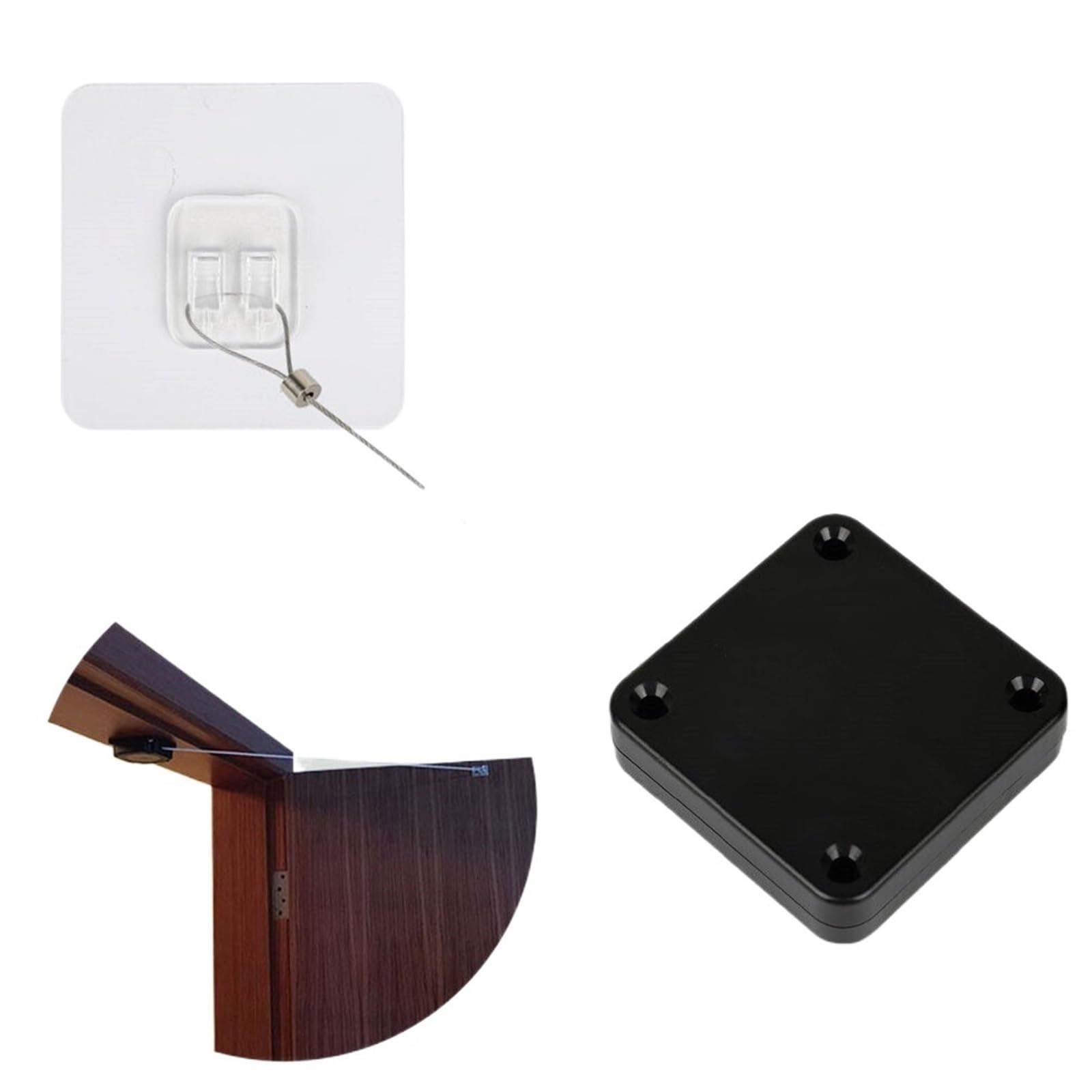 Punch-Free Automatic Door Closer Tension Closing Device See Automat Door Hardware Soft Close Furniture Hardware(Black)