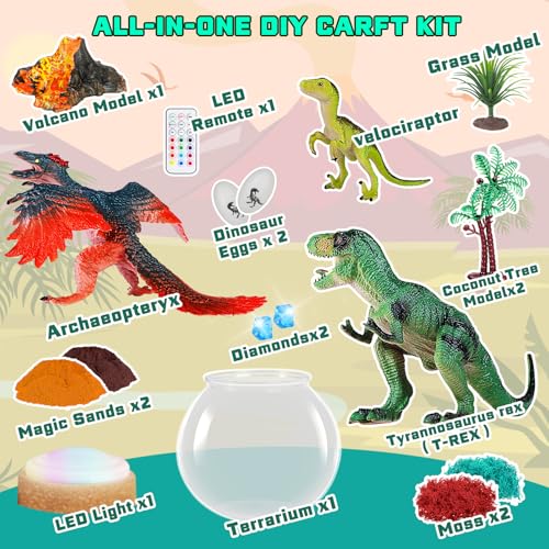 Ronstone Dinosaur Toys for Boys Girls - Terrarium Kit & Birthday Gifts Toys for 4 5 6 7 8-12 Year Old Kids - DIY Dinosaur Volcano Kit for Kid Boys Girls - Educational Science Craft Kits for Kids - Image 2