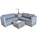 Mucola Polyrattan Lounge Set mit Kissenbox – Gartenlounge XXL, wetterfest & UV-beständig, inkl. Tisch mit ESG-Glasplatte, modulare Outdoor Sitzgruppe für Garten, Terrasse & Balkon, Grau