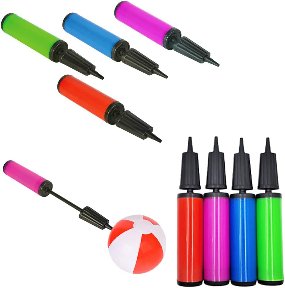 Chochkees 4-Count Sturdy, Fast, Inflator Air Pump for Balloons Hand Held, 2 Way Dual Action (4-Pack)